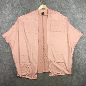Apt 9 Intimates M Pink Rose Gold Satin Robe Cover Up Lingerie Short Sleeve Open
